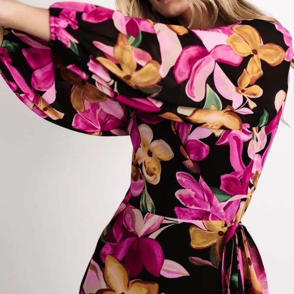 Baltic Born Katinka Wrap Maxi Dress Black Multi Floral Size S NWT Party Wedding - Picture 3 of 16